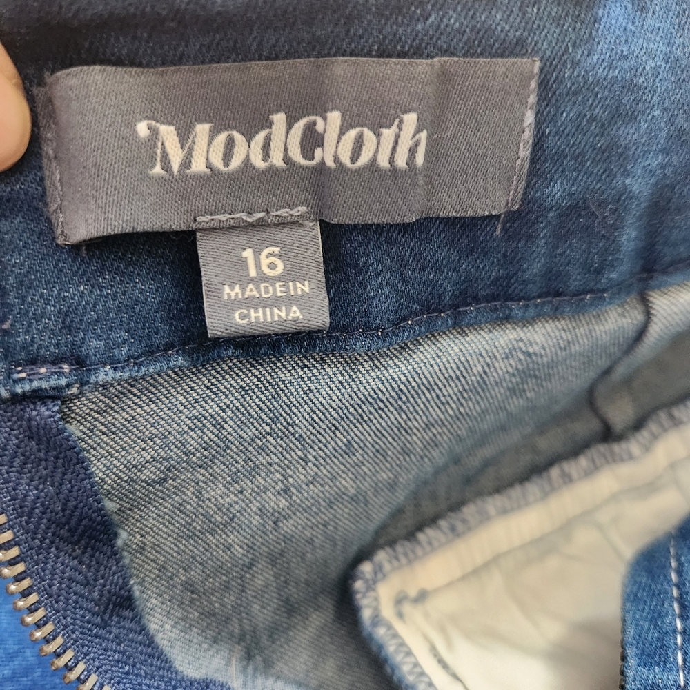 ModCloth Daydream Wide Leg Flare Jeans 16 Zip Back Retro Stylish - Picture 10 of 11